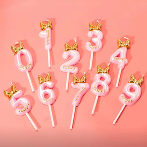 Creatieve Prins Prinses Modelleerkaarsen Rookvrije Ongeparfumeerde Verjaardagskaarsen 0-9 Nummer Boog Taartdecoratie Feestartikelen Afstuderen - Product Image 4