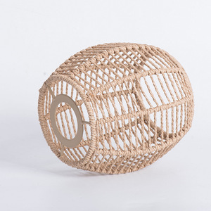 Paper <b>Rope</b> Woven Pendant Lamp Shade Round Handmade Yellow For Indoor <b>Lighting</b> Decoration - Product Image 2