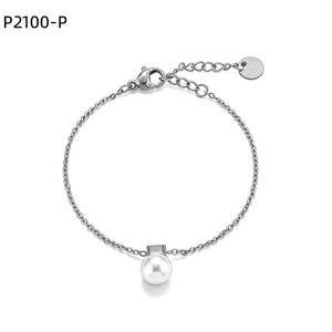 Amy Amy Pearl <b>Bracelet</b> 925 Silver Faux Pearl Round White Minimalist Chain Link Women's Everyday Wear - Product Image 1