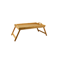 Table de lit portable en bambou sculpté, design à pieds pliants, rangement alimentaire, style américain, type sur pied, pour la maison et le bureau