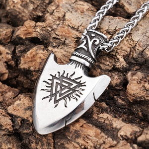 Norse mitologia amuleto scudo pendenti retrò timone in acciaio inossidabile di Awe triangolo Valknut Viking Compass collana <span class=keywords><strong>gioielli</strong></span> - Product Image 3