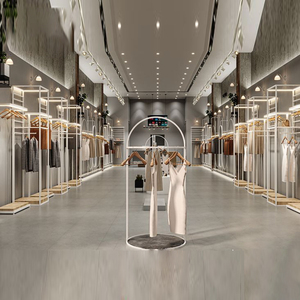 Venta al por mayor Tienda de ropa Estante de ropa al por menor Soportes de exhibición de ropa Personalizar Moden Simple White Clothing Rack <span class=keywords><strong>Boutique</strong></span> - Product Image 3