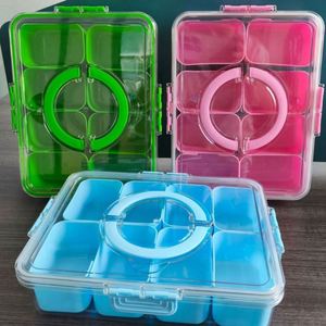 Boîte de rangement portable en plastique pour épices et collations, avec couvercle et poignée, plateau de service transparent à compartiments - Product Image 5