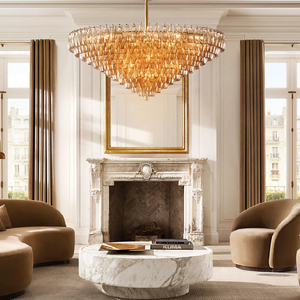Lampadario Moderno di Lusso in Vetro Fumé <span class=keywords><strong>da</strong></span> 47 Pollici <span class=keywords><strong>per</strong></span> Sala <span class=keywords><strong>da</strong></span> <span class=keywords><strong>Pranzo</strong></span>, Lampade a Sospensione Rotonde a Più Livelli - Product Image 6