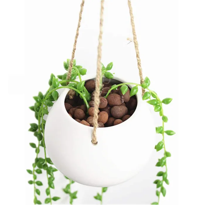 Mini jardinière suspendue décorative en céramique, Pot de fleur, Vase de plantes artificielles, offre spéciale