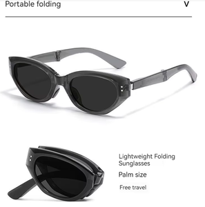 แว่นกันแดดผู้หญิงขายส่งแบบกำหนดโลโก้เอง ทรงวินเทจแคทอาย กรอบสีเบจ วัสดุ PC ป้องกันรังสียูวี 400 แว่นกันแดดสำหรับโปรโมชั่น - Product Image 4