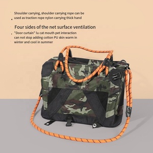 Tas Jinjing Hewan Peliharaan Lipat Dua Sisi dengan Resleting, Disetujui Maskapai Penerbangan, Terbuat dari Kain Katun, Linen, Kulit, dan Oxford - Product Image 2