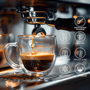 Tasses à café en verre borosilicate à <span class=keywords><strong>double</strong></span> <span class=keywords><strong>paroi</strong></span> isolées, forme d'œuf, 250 ml, pour latte, cappuccino, expresso, compatibles lave-vaisselle - Product Image 5