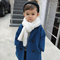 Abrigo Infantil para Otoño e Invierno, Estilo Coreano, para Niños y Niñas, Elegante, Largo, con Solapa, Doble Botonadura, Grueso, Diseño de Diseñador