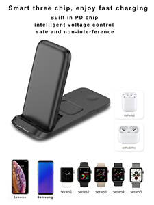 Support Fast 15W Desktop Foldable Portable pour Watch <span class=keywords><strong>airpods</strong></span> Mobile Phones 3 en 1 Fast Wireless Charger - Product Image 3