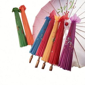 Sombrilla de Tela de Seda de 82/84 cm para Mujer, con Diseño de Flores de Cerezo Japonesas, Baile Antiguo, Decorativa, de Papel Encerado Chino, Arte Folclórico Tallado - Product Image 4