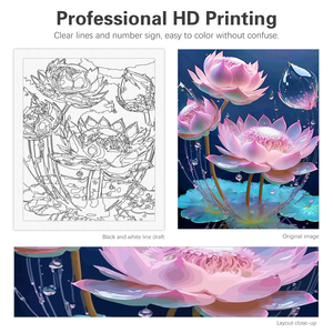 Kit Pittura a Numeri <span class=keywords><strong>con</strong></span> Fiori di Loto, Pittura Acrilica su Tela, Quadro <span class=keywords><strong>con</strong></span> Numeri per Decorazioni Domestiche, Regalo Fai-da-Te - Product Image 5