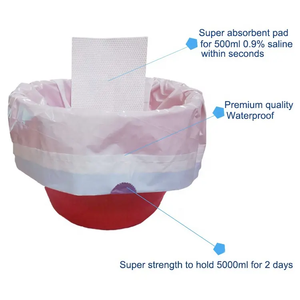 Bed Pans Liners para mujeres Ancianos Hombres y mujeres 53*38cm Cordón Watse Bag con almohadilla SAP - Product Image 5