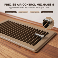 BaoYun FL 0612 PCP Grille de ventilation murale rectangulaire en métal brun, diffuseur de flux contrôlable pour système de chauffage et de refroidissement