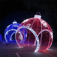 Boule de Noël bleue géante 3D pour l'extérieur Motif LED Sphère Gasebo Lumières pour parc d'attractions