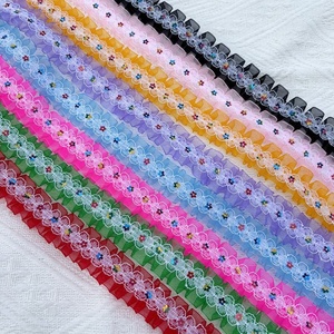 2.5cm Double Organza Lace Double Needle <strong>Midline</strong> Discount Wrinkled Fishbone Floral Women's Shoes Sleeves Aprons Children's - Product Image 1