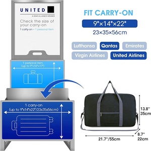 Bolsa de cabina de aerolíneas, plegable, ligera, para deportes, gimnasio, bolsa de viaje, equipaje de mano durante la noche para mujeres y hombres, 40L - Product Image 5