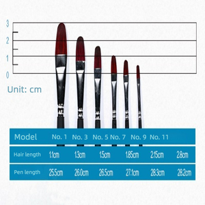 Ensemble de 6 pinceaux en poils de belette, manche en bois, forme de noisette, pour peinture à l'huile et aquarelle, en boîte, fournitures artistiques - Product Image 2