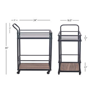 2 niveles de vidrio de Metal de <span class=keywords><strong>la</strong></span> carretilla móvil <span class=keywords><strong>Isla</strong></span> de cocina Vintage Industrial <span class=keywords><strong>Bar</strong></span> carro - Product Image 2