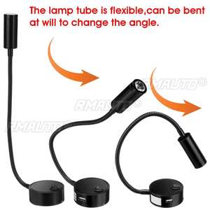 Lampe de lecture 12V-24V avec port de charge USB, éclairage intérieur flexible à LED pour voiture, camping-car, caravane, bateau, camping - Product Image 3