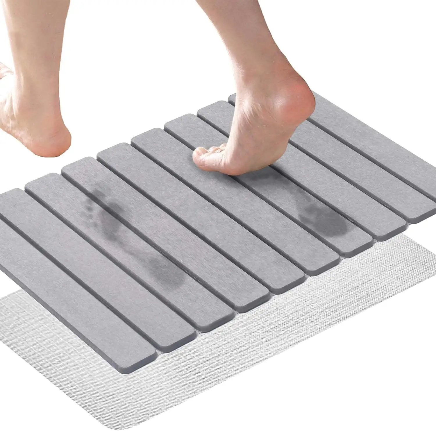 CF BDMB15 New Arrival Rollable Super Absorbent and Quick Drying Diatomaceous Earth Folding Stone Bath Mat for Shower
