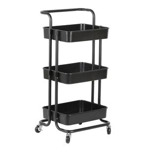 <span class=keywords><strong>Chariot</strong></span> à usage domestique en acier Offre Spéciale avec roues <span class=keywords><strong>chariot</strong></span> <span class=keywords><strong>de</strong></span> <span class=keywords><strong>cuisine</strong></span> en métal coloré noir à 3 couches - Product Image 1