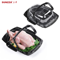 Boîte Sunzza de dinde rôtie Boîte de poulet rôti portable et jetable Boîte d'emballage alimentaire en plastique