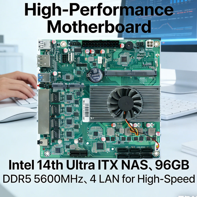 Motherboard Intel 14th Gen Ultra ITX NAS Motherboard 125U/125H DDR5 Multi-SATA 3.0 2.5G LAN Low Power for Home/Office NAS Server