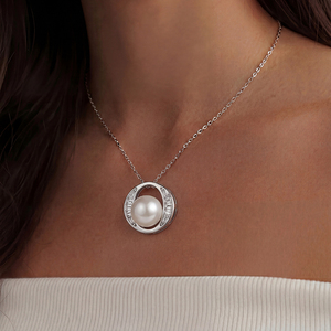 Collar con Colgante Circular de Perla de Agua Dulce y Plata S925, con Circonita Cúbica, Joyería Elegante para Mujer, Regalo - Product Image 4