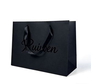 Wholesale <b>Black</b> Custom Paper <b>Bag</b> Cosmetics Clothing Packaging Shopping <b>Bag</b> Logo Printed Luxury Gift <b>Bags</b> for <b>Small</b> Business - Product Image 5