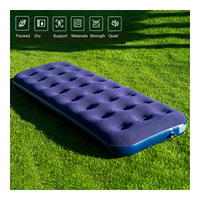 Matelas Gonflable en PVC Floqué Portable et Pliable, Léger, Anti-Fuite, Résistant à l'Eau pour le Camping et l'Accueil d'Invités