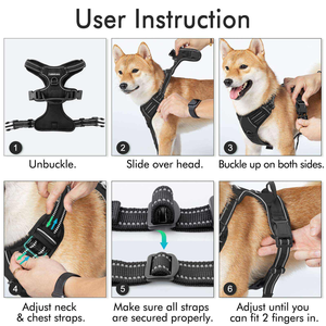 <span class=keywords><strong>Harness</strong></span> Anjing Anti Tarik & Set Tali Hitam, <span class=keywords><strong>Harness</strong></span> Vest Anjing Tugas Berat untuk Anjing Kecil hingga Besar, Nyaman & Aman - Product Image 6