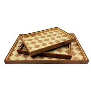 Bamboo Woven <b>Tray</b> Set Rectangle Detachable Multifunction Storage <b>Trays</b> For Fruit Snacks Drinks <b>Tea</b> Living Room Dining Room - Product Image 2
