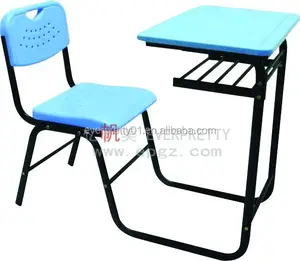 热卖中学家具学生学习书写塑料固定桌椅