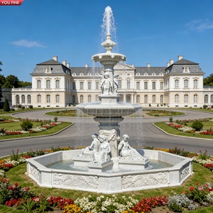 Grande fontaine européenne <span class=keywords><strong>en</strong></span> marbre YOUFINE avec statue du dieu Neptune et sculpture de sirène pour l'entrée de château, manoir ou aménagement paysager - Product Image 4