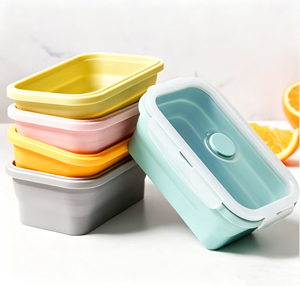 <b>Collapsible</b> Silicone Lunch Box Portable Foldable Food <b>Storage</b> Container Microwave Safe for Picnic Travel - Product Image 3