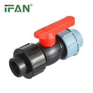 IFAN vente chaude 20-110mm HDPE raccord de tuyau bleu clair HDPE femelle robinet à tournant sphérique raccord PE