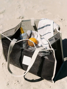 Vente en gros de maille personnalisée Sac à main de rangement pour cosmétiques à bandoulière pour femmes Sac de course Sac fourre-tout de plage de voyage pour les activités de plein air - Product Image 6