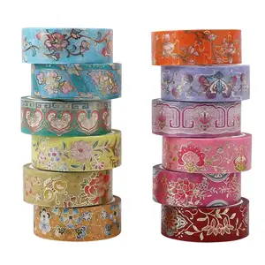 Vintage Washi Paper Tape Set Wholesale Custom Printed Stamp Cute Kawaii Pet Masking Gold Foil Scrapbook Washi Tapes Wholesale