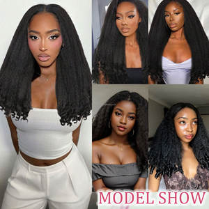 12A Virgin Hair Glueless <strong>Wig</strong> 300% Kinky Straight with Sprial Curl End bob 13*4 Lace Front Bomb <strong>Afro</strong> Curly Human Hair <strong>Wigs</strong> - Product Image 6