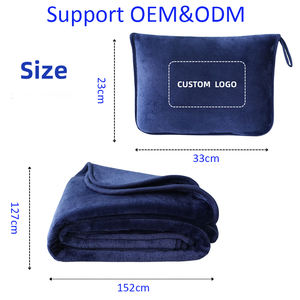 OEM Custom Logo 2-in-1 vliegtuigreisdeken met kussen, draagbare geborduurde reisdeken voor luchtvaartmaatschappij cadeauset - Product Image 1