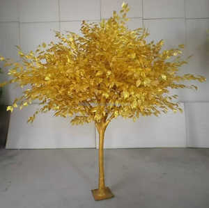 Arbre artificiel Banyan doré de 1,5 m, vente en gros, articles réalistes grand format, bonsaï porte-bonheur du Nouvel An - Product Image 1