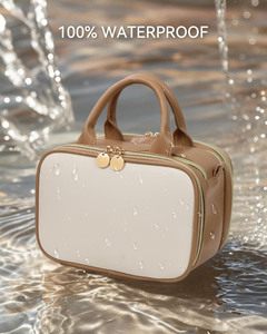 Grande trousse de toilette en PU personnalisée, imperméable, pour le rangement des produits de soin et du maquillage, avec organisateur vertical pour pinceaux - Product Image 6