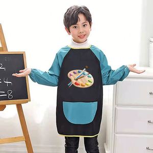 Tablier de protection imperméable à manches longues pour enfants, idéal pour les repas, la peinture artistique à la maternelle et l'utilisation en salon - Product Image 1