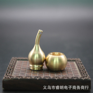 Brass Gourd <b>Keychain</b> Hollow Center Opening Car Pendant Desktop Ornament For Men Women Gift - Product Image 3