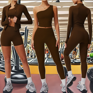 Conjunto de Yoga de Invierno para Mujer, 5 Piezas, Cintura Alta, Mangas Largas, Chaquetas y Pantalones, Ropa Deportiva Transpirable - Product Image 2