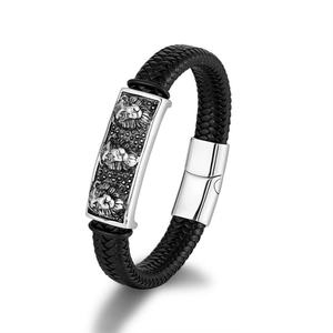 2024 Wholesale Stainless Steel Custom <b>Charm</b> Viking Man Leather <b>Bracelet</b> - Product Image 3
