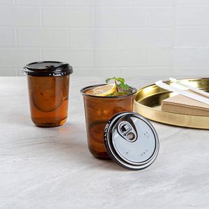 Custom Logo Single Wall 90mm 10-20oz Round Bottom Clear Ice Coffee <b>Plastic</b> <b>Cups</b> with Lids - Product Image 4