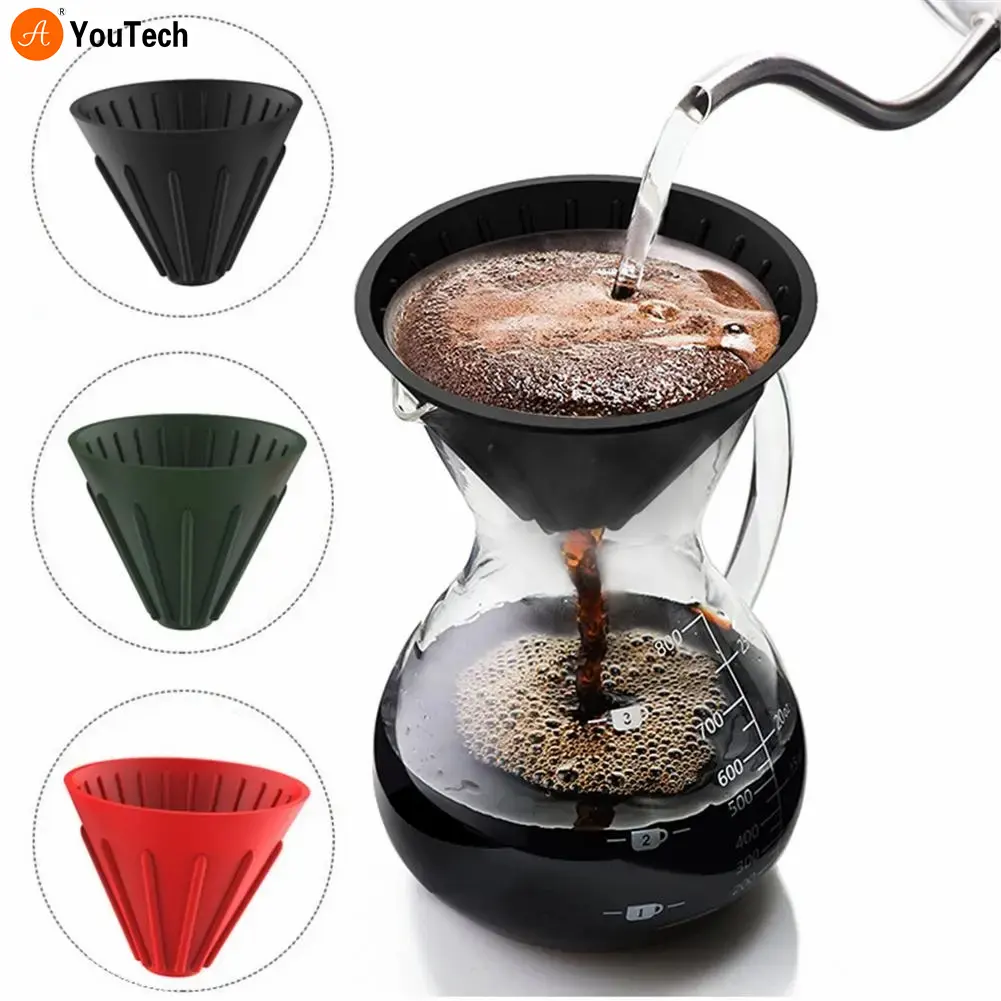 Collapsible Reusable Silicone Coffee Dripper- Filter Cone Coffee Drip Filter Cup Outdoors 1-2 People Coffee Dripper Filter Cup