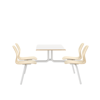 Ensemble table et chaises de cantine scolaire moderne, 4 places, mobilier de cafétéria en tissu avec table et chaises fixes